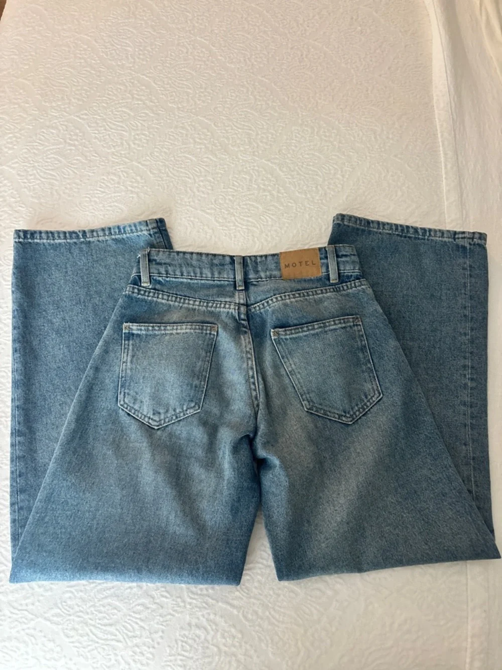 Motel Rocks Low Rise Parallel Jeans in Powder Blue - Picture 9 of 10